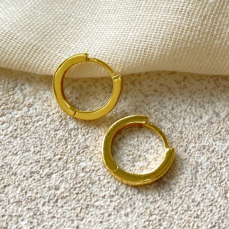 925 Sterling Silver 6mm 8mm 10mm Classic Round Gold Huggie Hoop Earrings for Women Men Tiny Huggie Rock Earrings Jewelry Gifts