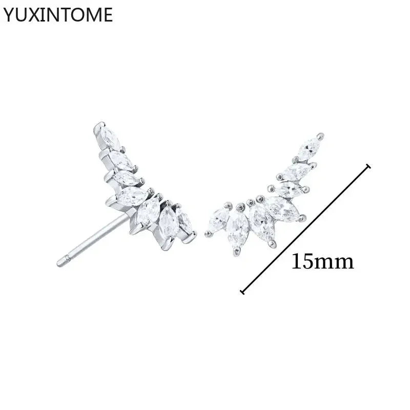 925 Sterling Silver Ear Needle Fashion Hoop Earrings White Crystal Luxury Women's Silver Earrings Wedding Women's Jewelry Gift