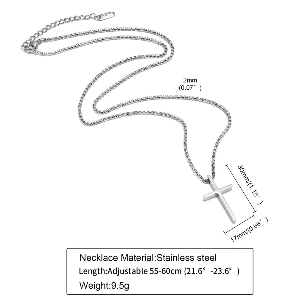 Trendy Cross Necklace for Men Boys,Simple Stainless Steel Cross Pendant Necklaces,Male Jewelry Sets