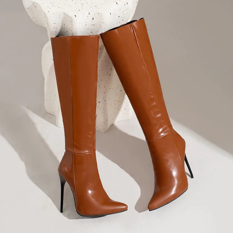 NASBAVI Women's Knee High Boots Sexy Red Blue Black Heeled Long Boot Female Large Size 48 Autumn Winter Party Shoes Ladies