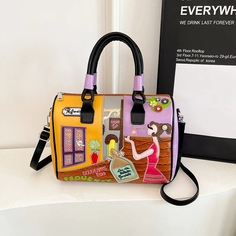 Fashion Women PU Leather Handbags Shoulder Bag Large Capacity Ladies Zipper Messenger Bags for Women Casual Boston Crossbody Bag