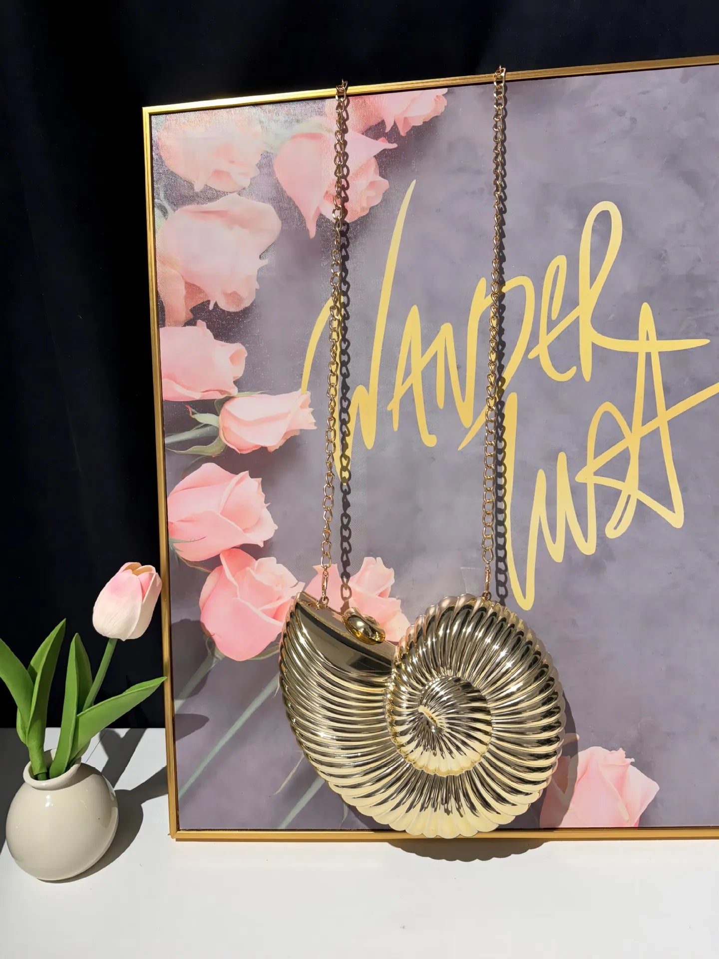 JIOMAY Personalized Fashion Conch Acrylic Bag Luxury Designer Handbags High Quality 2024 Exquisite Gold Purse Portable Shell Bag