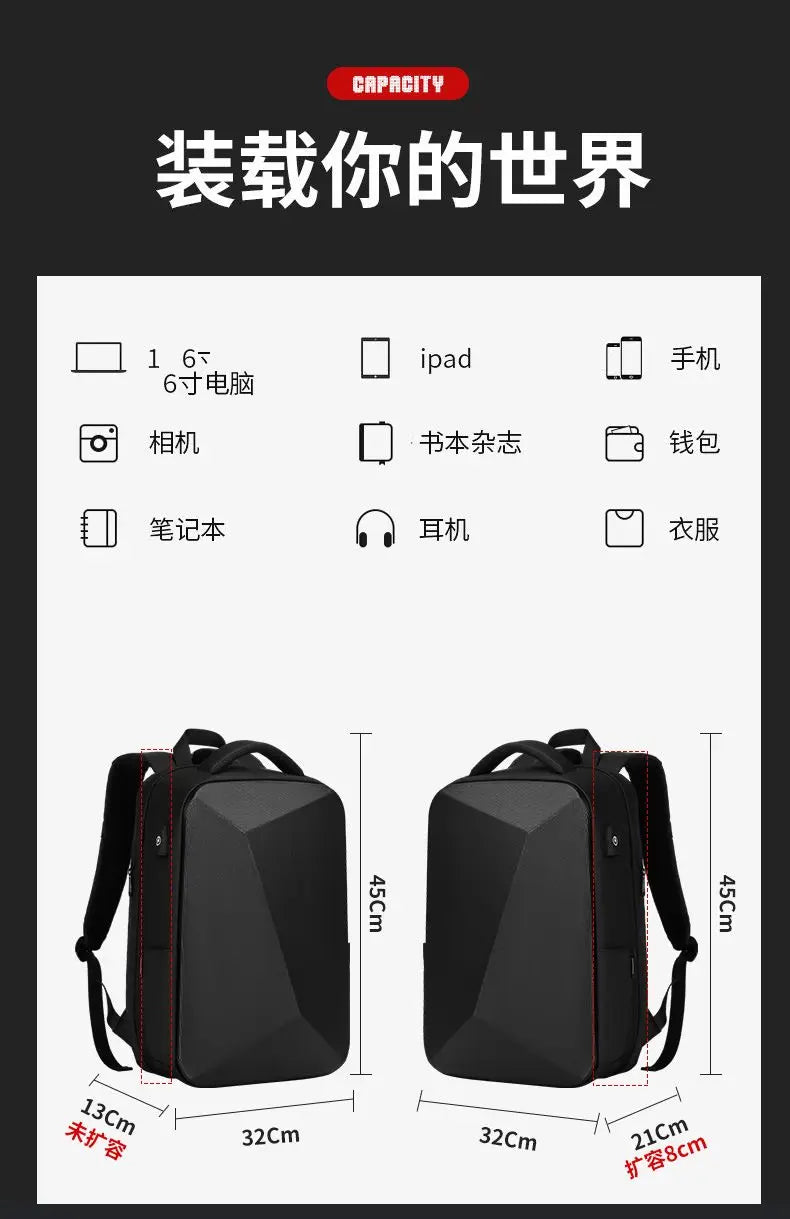 ABS EVA Hard Shell Fashion Multifunction  Series Backpack Men Anti Theft Waterproof Laptop Backpack Business Travel Backpack Hot