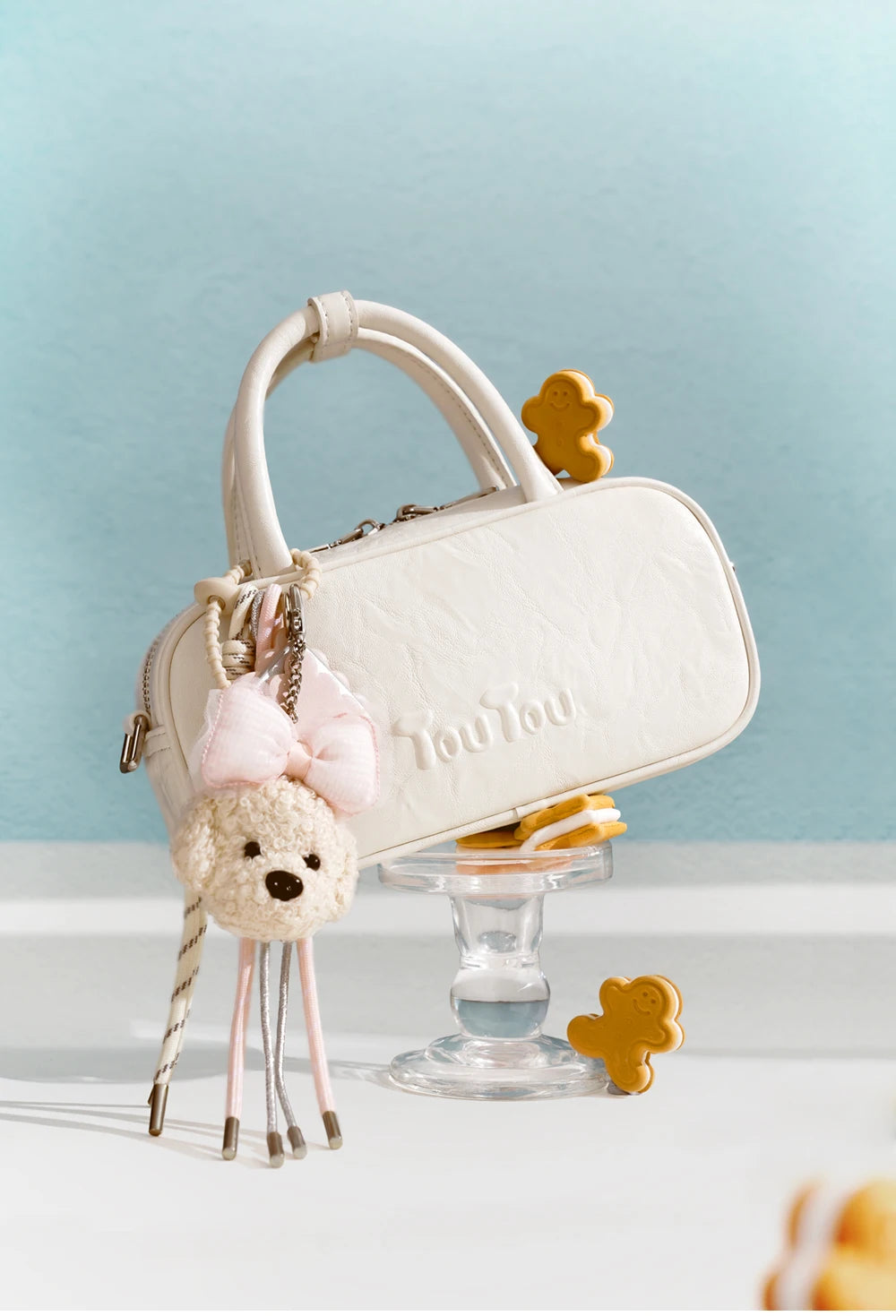 TOUTOU Boston Bowling Bag Imitation Plant Tanning Autumn Shoulder Handheld Crossbody Mini Purse for Women Teacher Christmas Gift