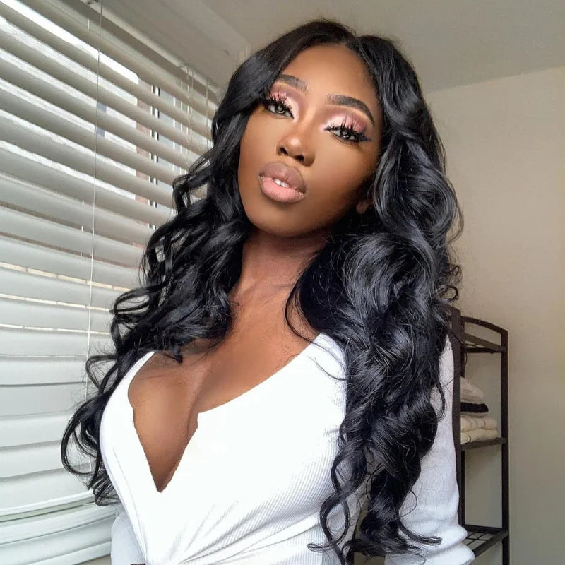 Body Wave 13*4 Lace Front Synthetic Wigs,Long Glueless Lace Front Wig with Pre Plucked Natrural Hairline and Baby Hair