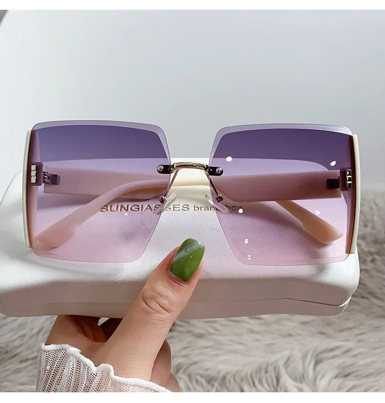 New Borderless Square Sunglasses Women's Brand Designer Fashion Sun Glasses Women Outdoor Driving Eyewear UV400 Oculos De Sol