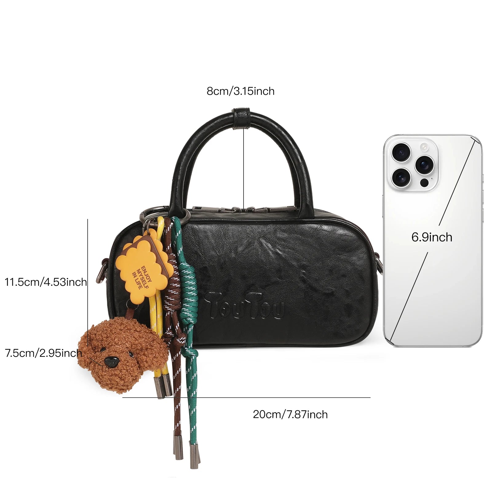 TOUTOU Boston Bowling Bag Imitation Plant Tanning Autumn Shoulder Handheld Crossbody Mini Purse for Women Teacher Christmas Gift