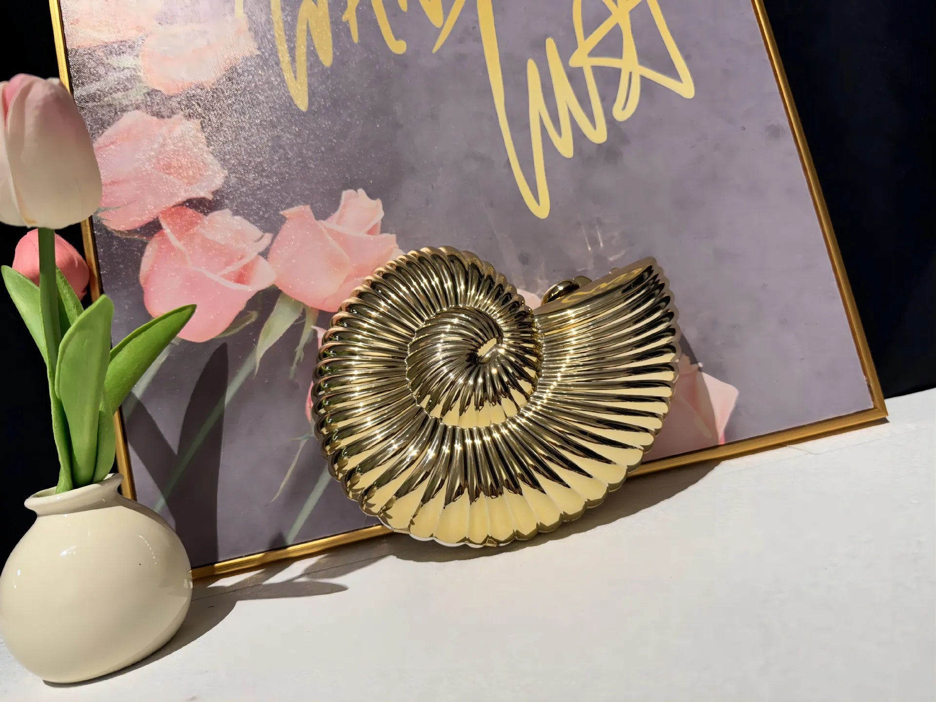 JIOMAY Personalized Fashion Conch Acrylic Bag Luxury Designer Handbags High Quality 2024 Exquisite Gold Purse Portable Shell Bag