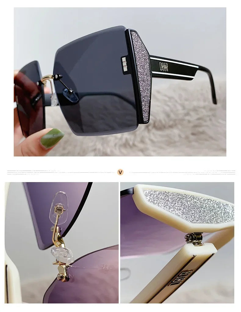 New Borderless Square Sunglasses Women's Brand Designer Fashion Sun Glasses Women Outdoor Driving Eyewear UV400 Oculos De Sol