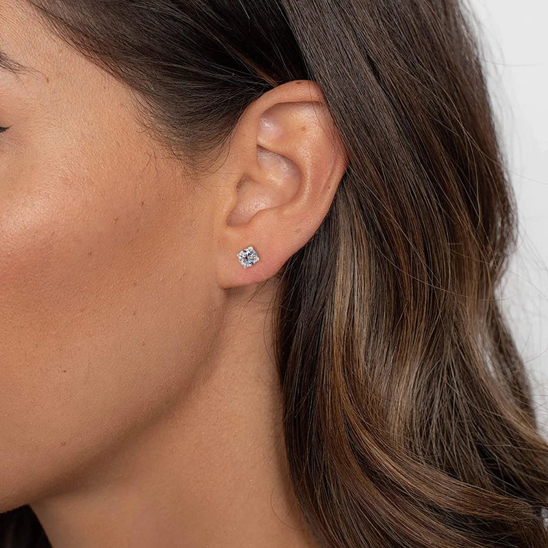 Solid 10K Gold Stud Earrings D Color Moissanite Piercing Earrings 2ct Certified Yellow White Gold Jewelry for Men Women 1.2ct