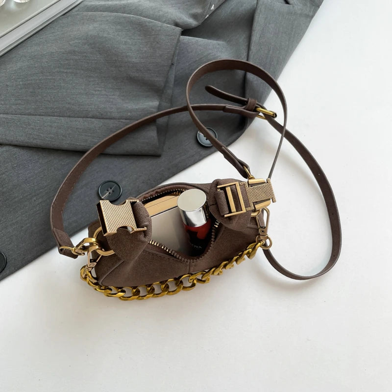 LEFTSIDE Mini PU Leather Saddle Shoulder Bag for Women 2024 Winter New Trend Y2K Handbags and Purses Females Crossbody Bags