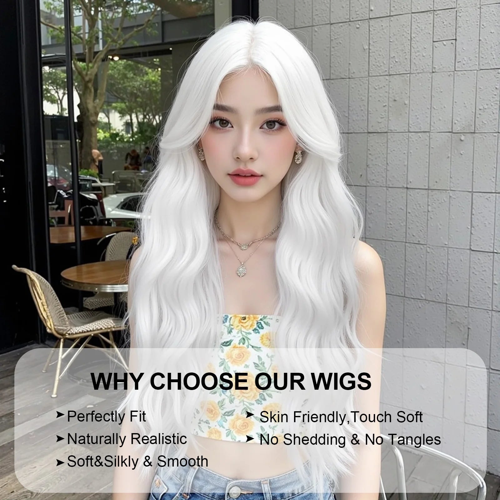 Super Long Curly Silver White Synthetic Wig Medium Part Water Wave Wigs For Women Daily Cosplay Halloween Colorfull Fake Hair
