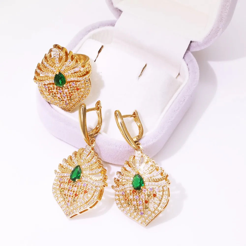 GZJPEI 4Pcs/Set Cubic Zirconia Bridal Jewelry Set Dubai Nigeria Wedding Gift White Crystal Zircon Women Sets 2025 Trendy New