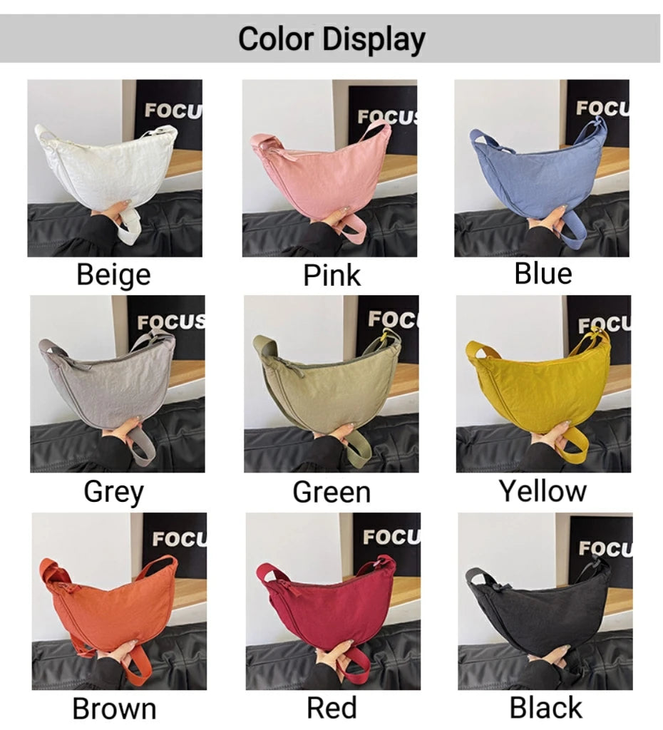 Women's Shoulder Bag Nylon Material Saddle Bag Versatile Fashionable Simple Dumpling Bag Trendy Cloth Bag Women's Crossbody Bag