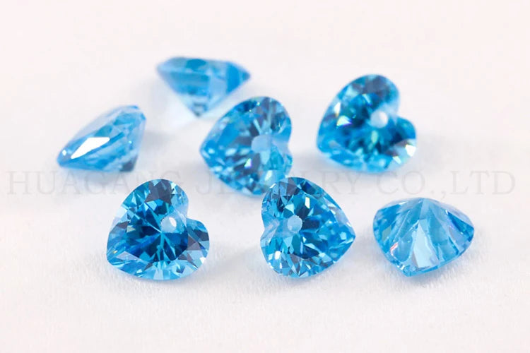 5A Single Hole Heart Shape Cubic Zirconia Stone sapphire Tanzanite aquamarine Green Loose CZ Stones Synthetic Gems Beads