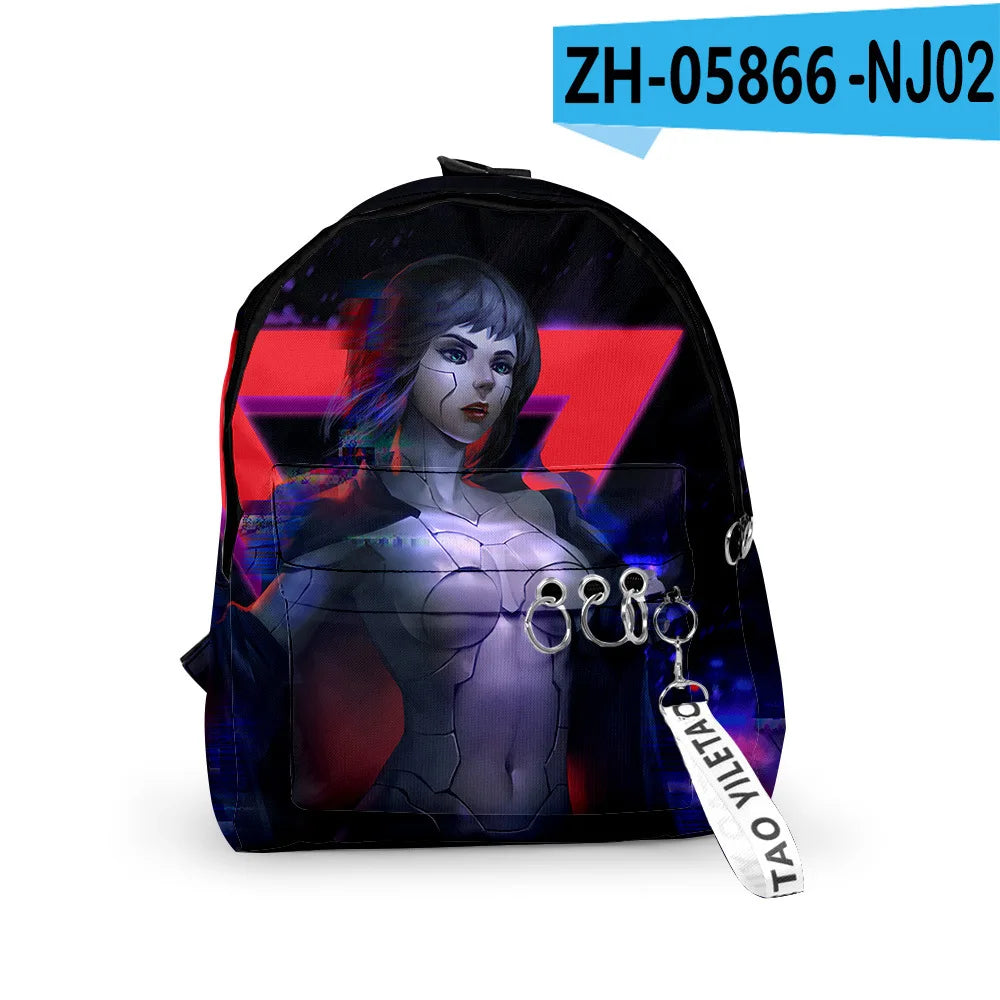 Cartoon Popular ghost in the shell School Bag Cute Small Travel Bags 3D Print Oxford Waterproof Key Chain Notebook Backpacks