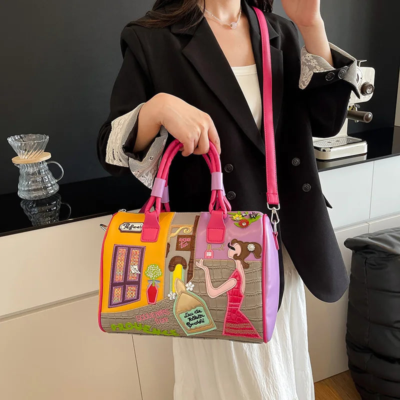 Fashion Women PU Leather Handbags Shoulder Bag Large Capacity Ladies Zipper Messenger Bags for Women Casual Boston Crossbody Bag