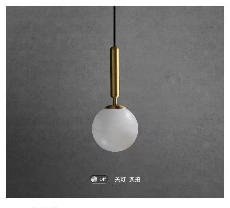 Modern Alabaster Pendant Light Round Ball Marble  Hanging Lamp For Bedroom Kitchen Island Dining Room Bedside Lights