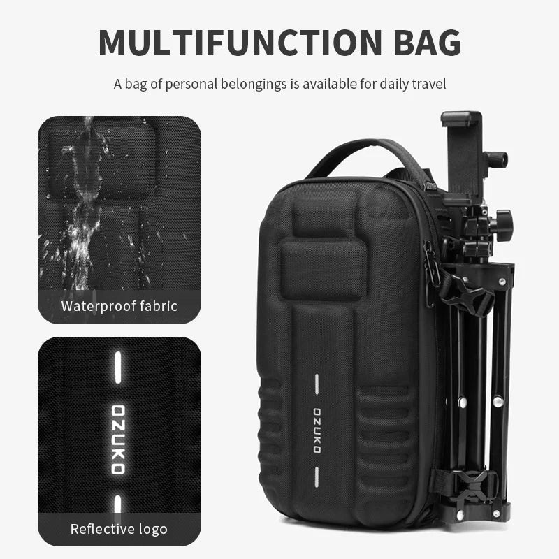 OZUKO Hard Shell Fashion Men Chest Bag Outdoor Sports Tactical Male Sling Shoulder Bag Large Capacity Waterproof Crossbody Bags
