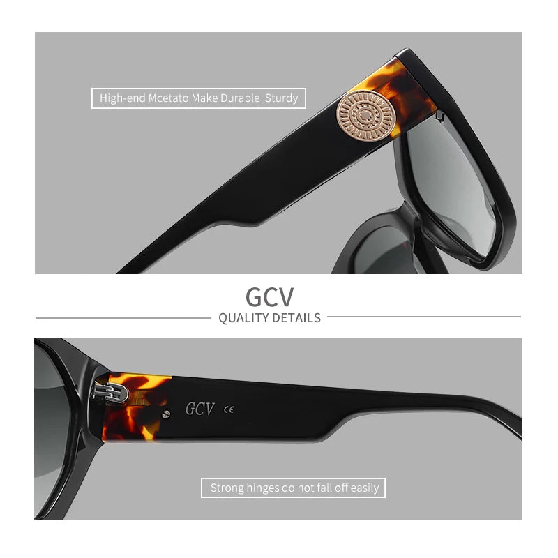 GCV Brand Acetate Appearance Patent Design Women's Butterfly Rectangular Triangle Polarized Sunglasses UV400 Fashion