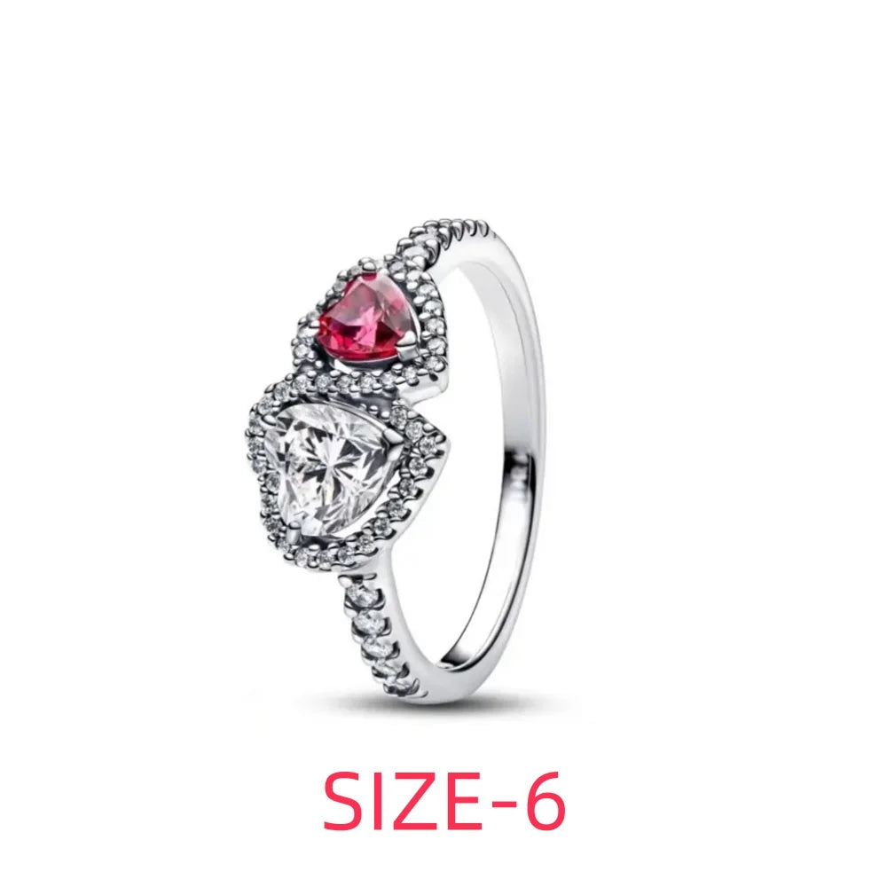 Original 925 Sterling Silver Colorful Bow Set Necklace Ring Earring Crystal For Women Valentine's Birthday Gift DIY Jewellery