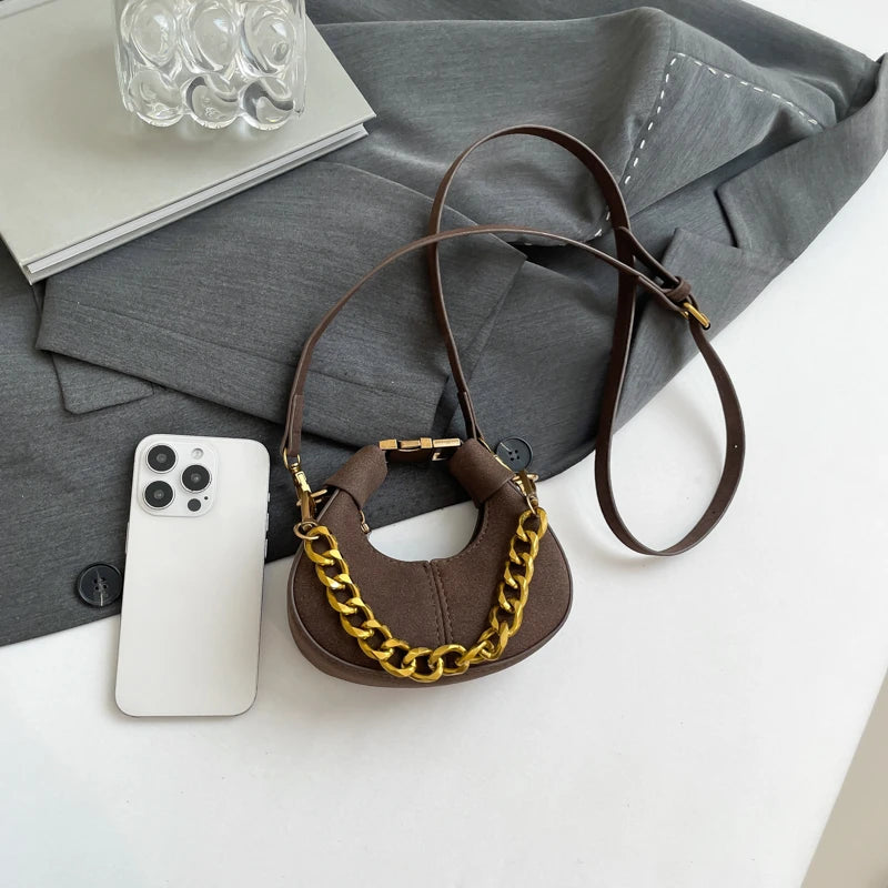 LEFTSIDE Mini PU Leather Saddle Shoulder Bag for Women 2024 Winter New Trend Y2K Handbags and Purses Females Crossbody Bags