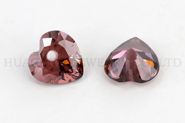 5A Single Hole Heart Shape Cubic Zirconia Stone sapphire Tanzanite aquamarine Green Loose CZ Stones Synthetic Gems Beads
