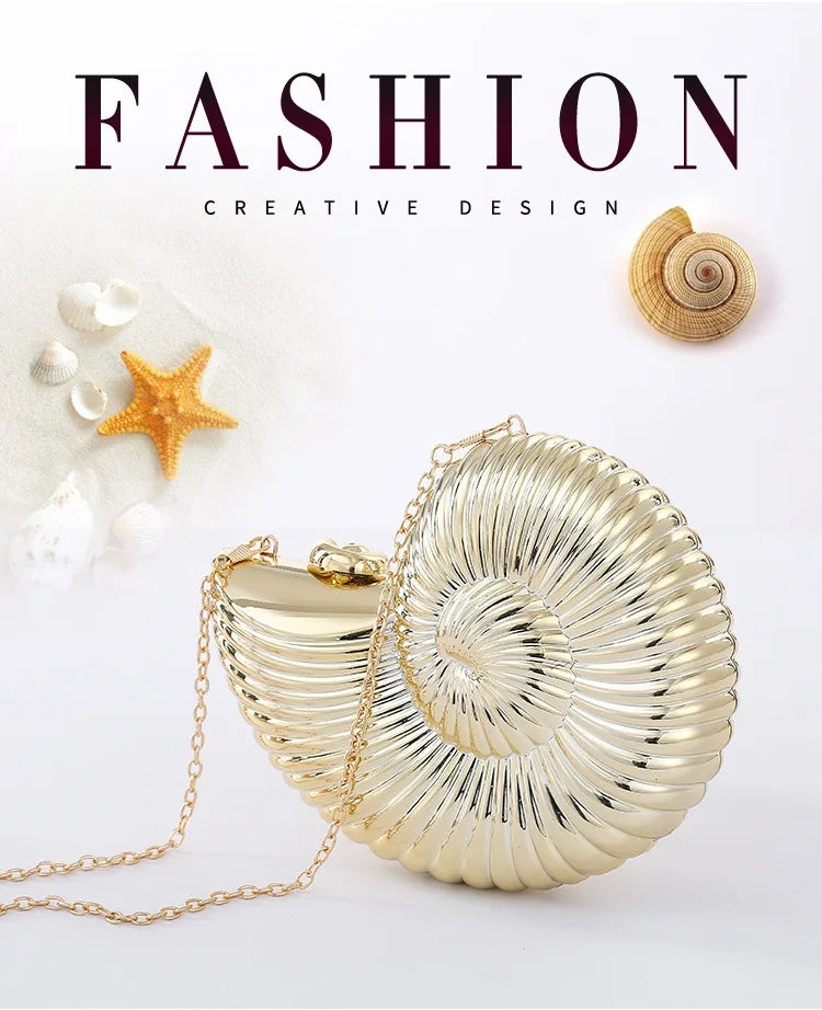JIOMAY Personalized Fashion Conch Acrylic Bag Luxury Designer Handbags High Quality 2024 Exquisite Gold Purse Portable Shell Bag