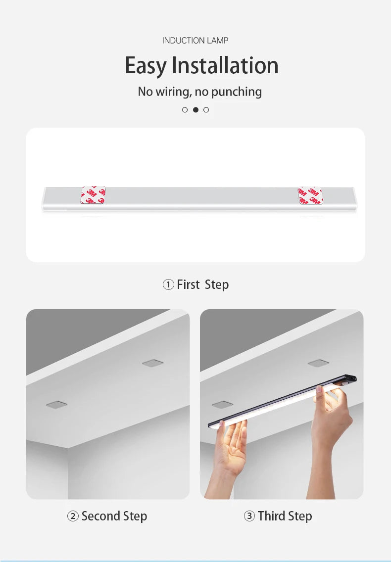 Motion Sensor Light Wireless LED Night Light USB Rechargeable Night Lamp Cabinet Wardrobe Lamp Under Backlight For Kitchen Led