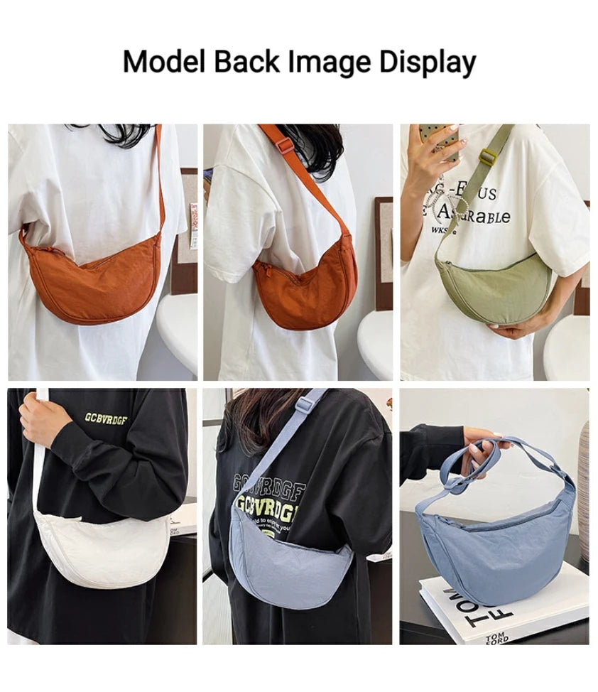Women's Shoulder Bag Nylon Material Saddle Bag Versatile Fashionable Simple Dumpling Bag Trendy Cloth Bag Women's Crossbody Bag