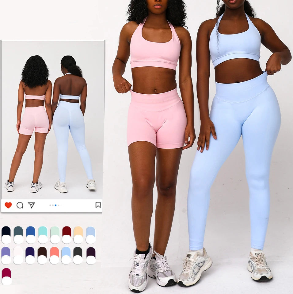 DF yoga Impact yoga outfit two pieces gym set Sports Bra matching leggings pants sets for woman workout clothes suit