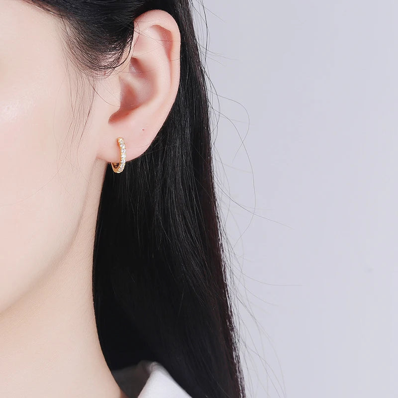 NeeTim 3mm D Color Moissanite Earrings 925 Sterling Silver Plated White Gold Hoop Earring for Women Wedding Party Fine Jewelry