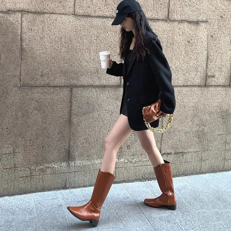 Autumn Winter Black Blazers for Women Fashion Streetwear Single-Breasted Small Suit Jacket Casual Loose Long Sleeve Outerwear