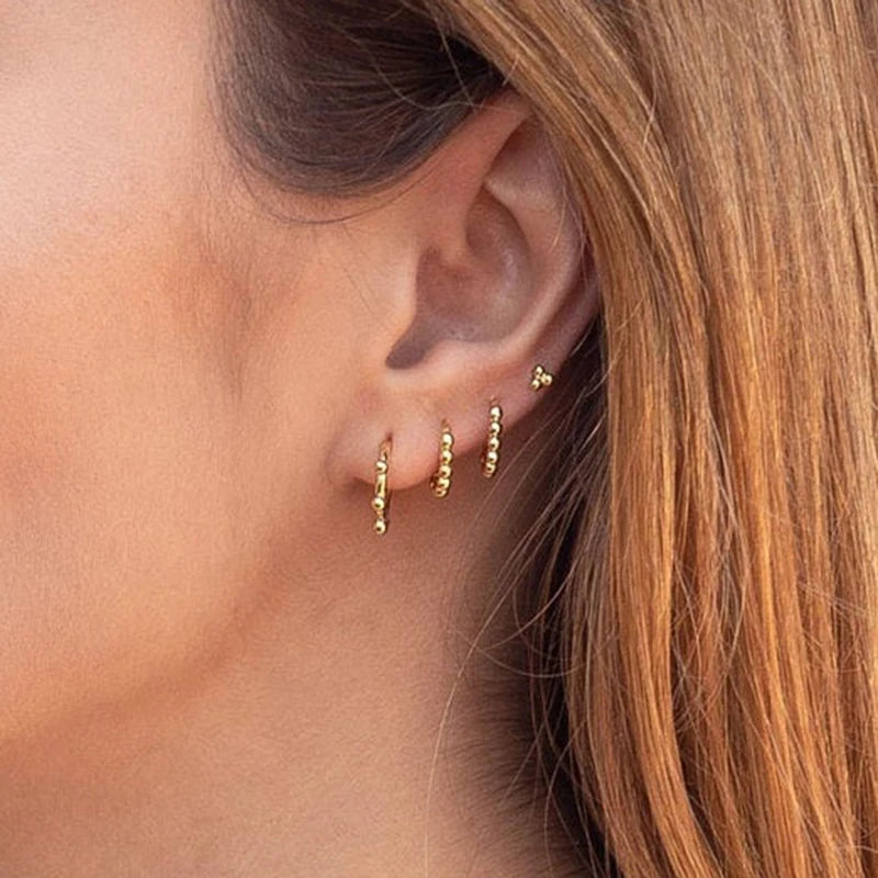 925 Sterling Silver 6mm 8mm 10mm Classic Round Gold Huggie Hoop Earrings for Women Men Tiny Huggie Rock Earrings Jewelry Gifts