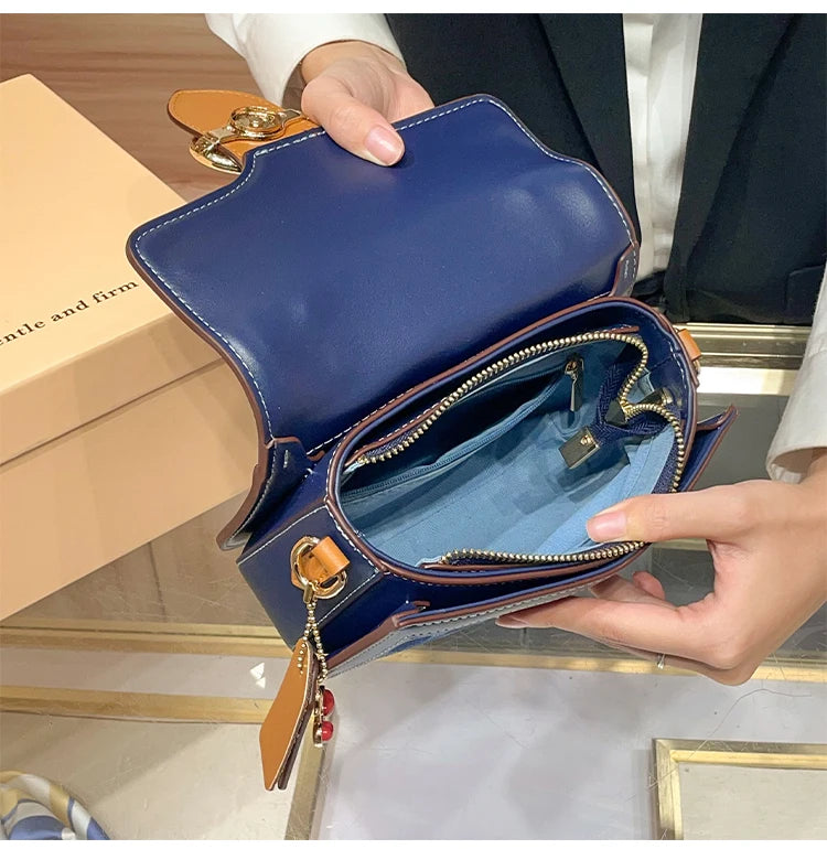 Ladies' handbag, light luxury retro denim canvas bag, fashionable 2025 new style saddle bag, high-end single shoulder crossbody