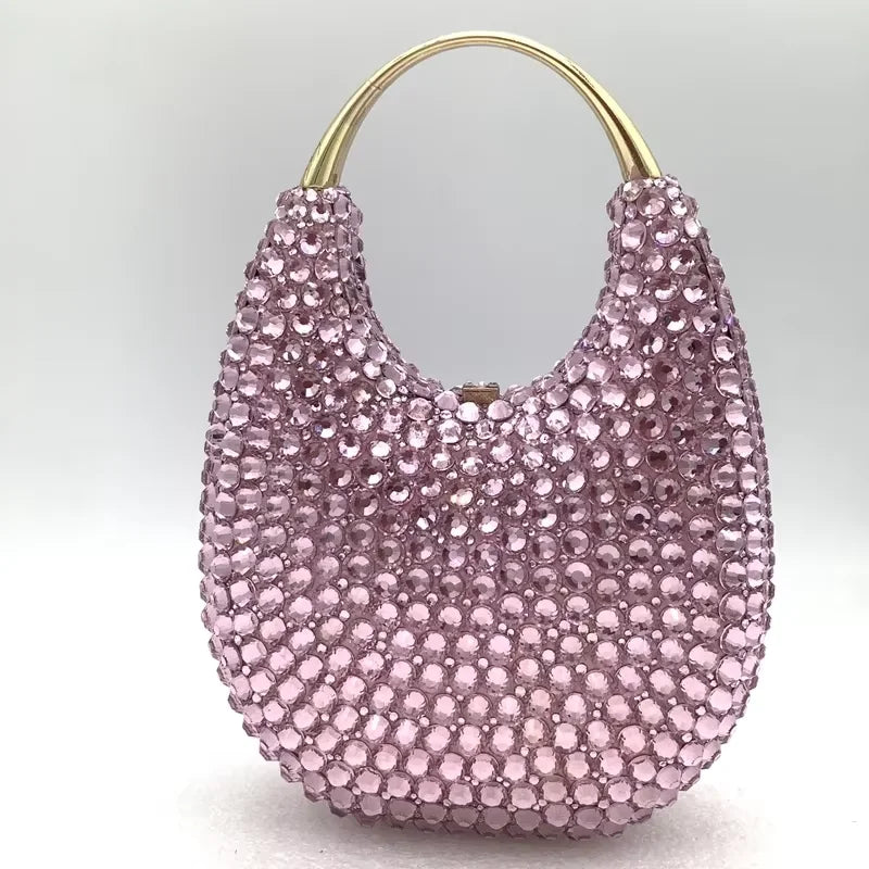 XIYUAN New Crystal Evening Bags Women Luxury Classy Unique Rhinestone Clutch Purses Wedding Party Handbag Diamond Top Handle Bag