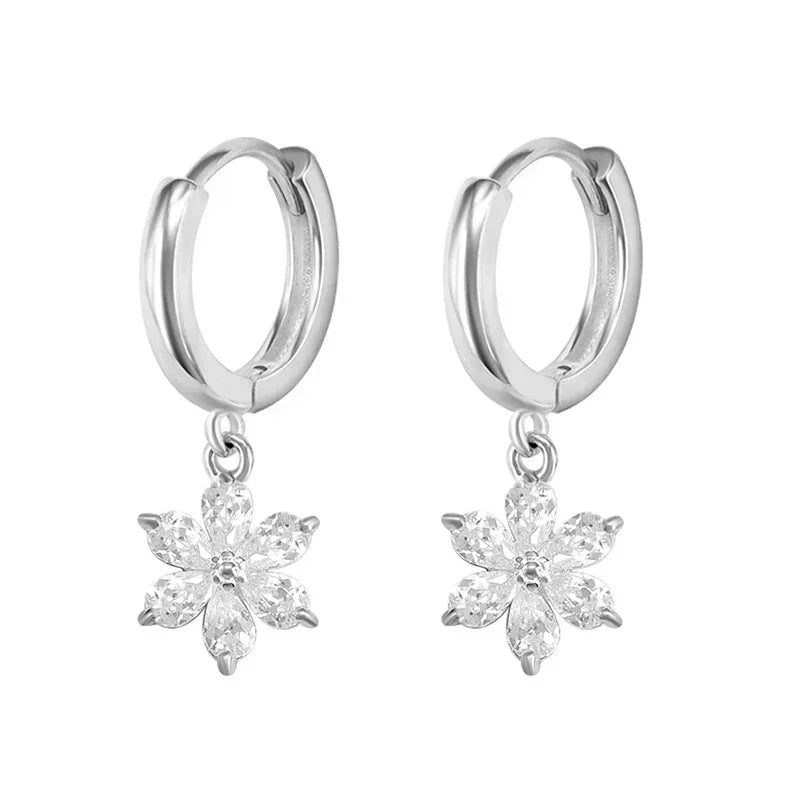 New 925 Sterling Silver Ear Needle Christmas tree/snowflake pendant Hoop Earrings For Women fashion Christmas gifts accessories