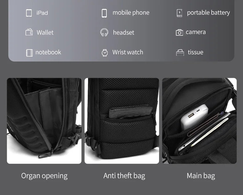 OZUKO Hard Shell Fashion Men Chest Bag Outdoor Sports Tactical Male Sling Shoulder Bag Large Capacity Waterproof Crossbody Bags