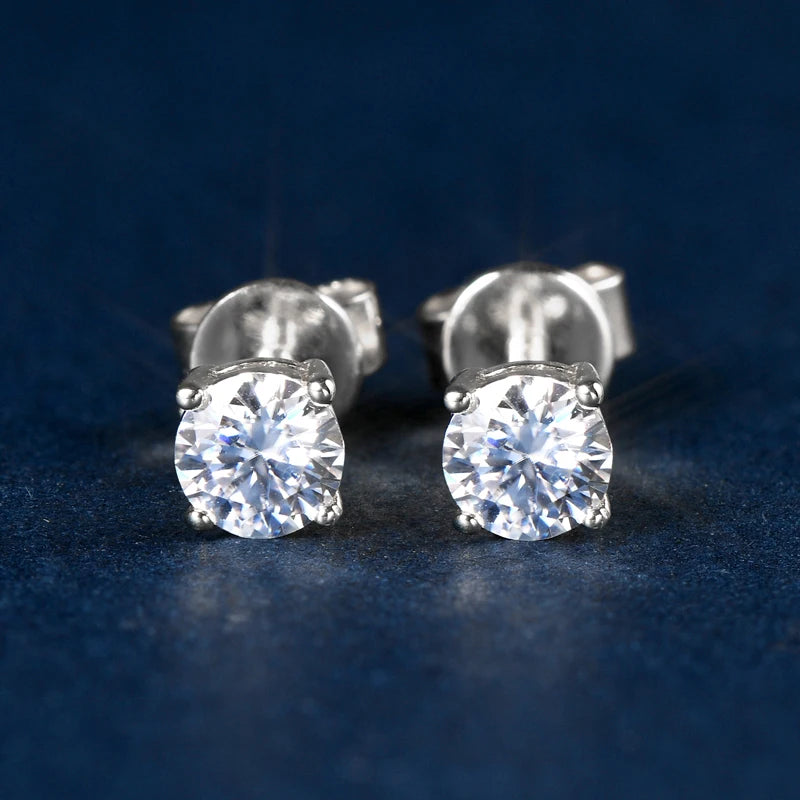 Solid 10K Gold Stud Earrings D Color Moissanite Piercing Earrings 2ct Certified Yellow White Gold Jewelry for Men Women 1.2ct