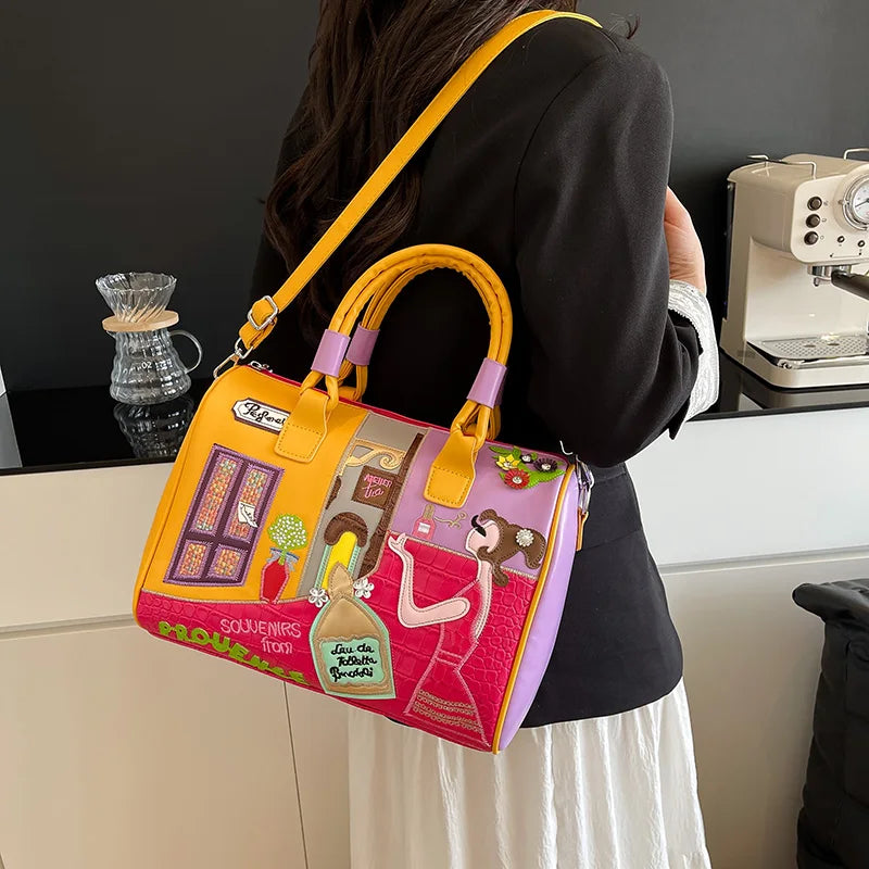 Fashion Women PU Leather Handbags Shoulder Bag Large Capacity Ladies Zipper Messenger Bags for Women Casual Boston Crossbody Bag