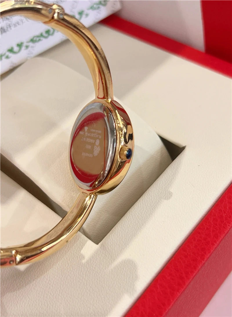 Fashion Brand Wrist Watches Woman Girl Oval Diamond Crystal Bracelet Style Quartz Steel Metal Band Luxury Clock CA192
