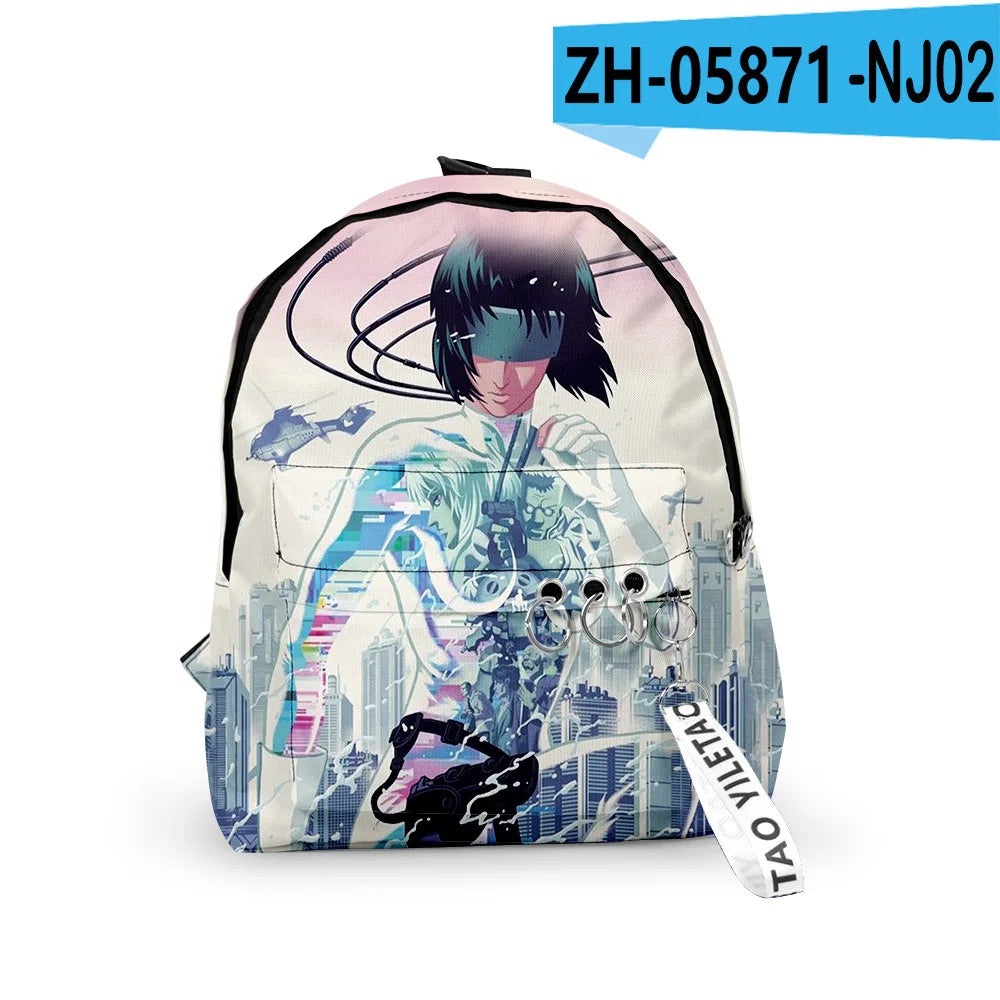 Cartoon Popular ghost in the shell School Bag Cute Small Travel Bags 3D Print Oxford Waterproof Key Chain Notebook Backpacks