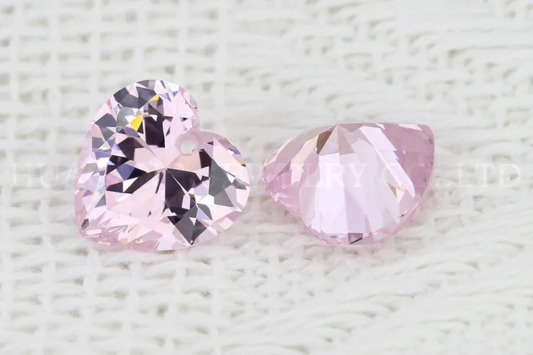 5A Single Hole Heart Shape Cubic Zirconia Stone sapphire Tanzanite aquamarine Green Loose CZ Stones Synthetic Gems Beads