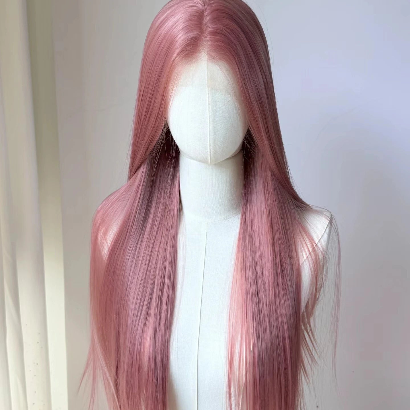 Light Pink Wig for Women 13x4 Lace Front Wig 26inch Long Straight Synthetic Wigs Soft Natural Heat-resistant Fiber Cosplay Wig
