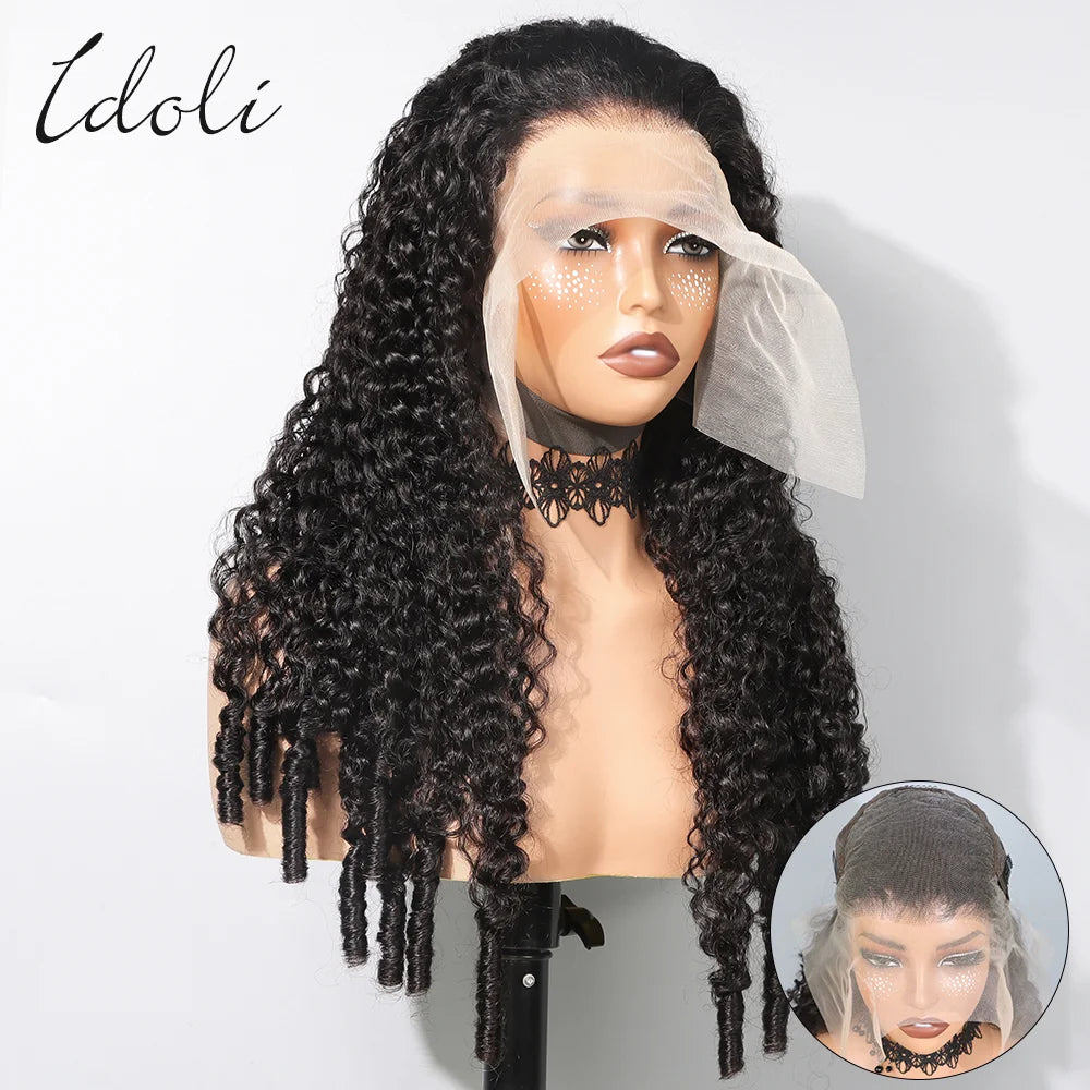 Burmese Curly Glueless Wigs Human Hair Pre Plucked 200% Density Drawstring Wig Human Hair 13x6 HD Lace Front Wigs for Woman