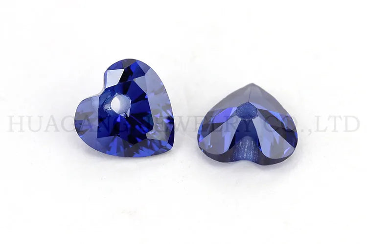 5A Single Hole Heart Shape Cubic Zirconia Stone sapphire Tanzanite aquamarine Green Loose CZ Stones Synthetic Gems Beads