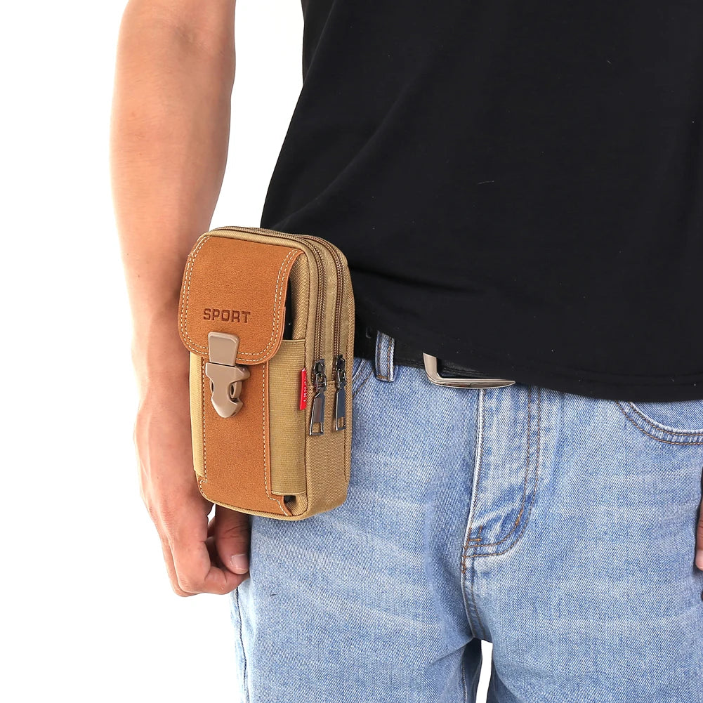 Canvas Waist Pocket Male Outdoor Fanny Bum Bag Purse Business Mobile Phone Pouch Running Pouch Travel Camping Bags