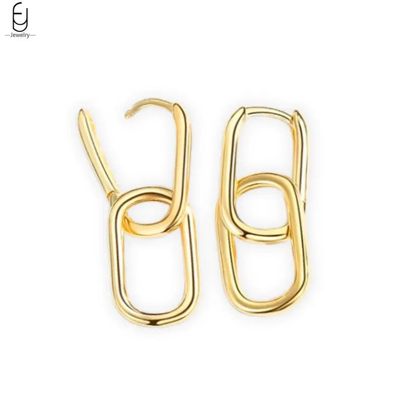 925 Sterling Silver Needle Vintage Gold Earrings Luxury Long Chain Tassel Crystal Hoop Earrings for Women Party Trend Jewelry