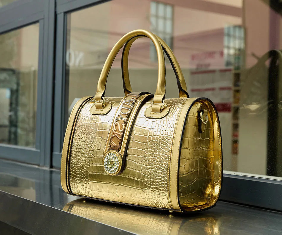 VM FASHION KISS new Top handle bag Jungle print Large-capacity Boston Handbags Women's Totes Microfiber Messenger Shoulder Bag