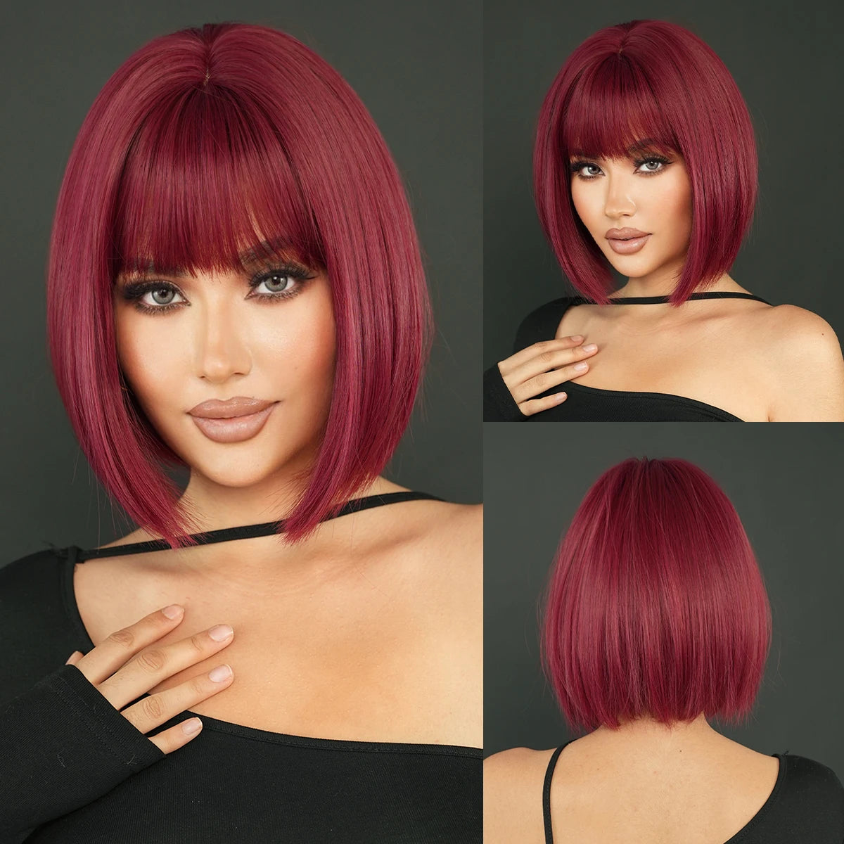 NAMM Rose Pink Short Wig for Women Daily Party Overhead Dyeing Black Natural Synthetic Lavender Heat Resistant Straight Wigs